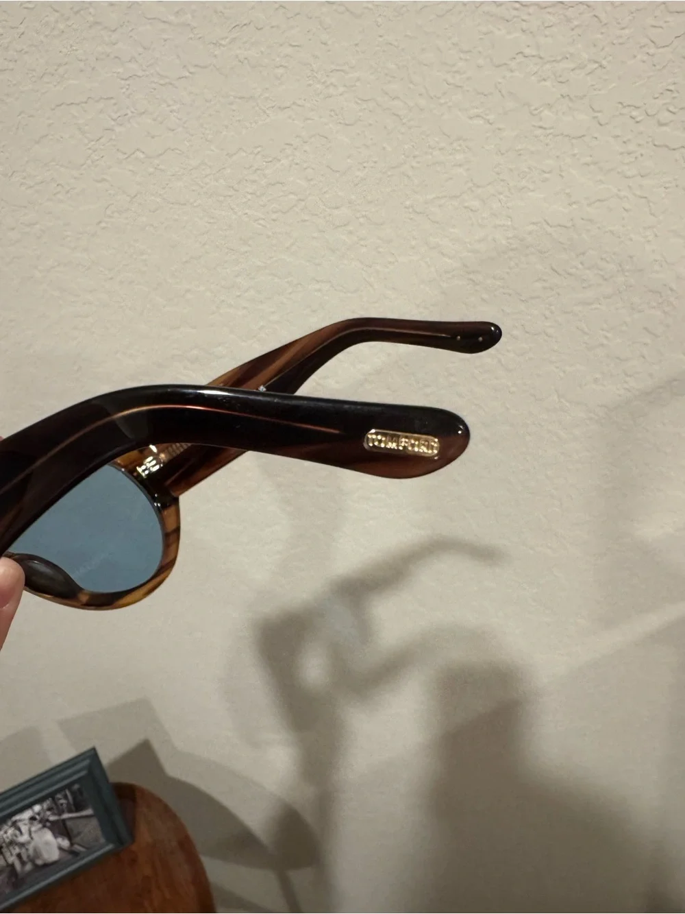 Tom Ford Bronson Tortoiseshell Sunglasses with blue lens